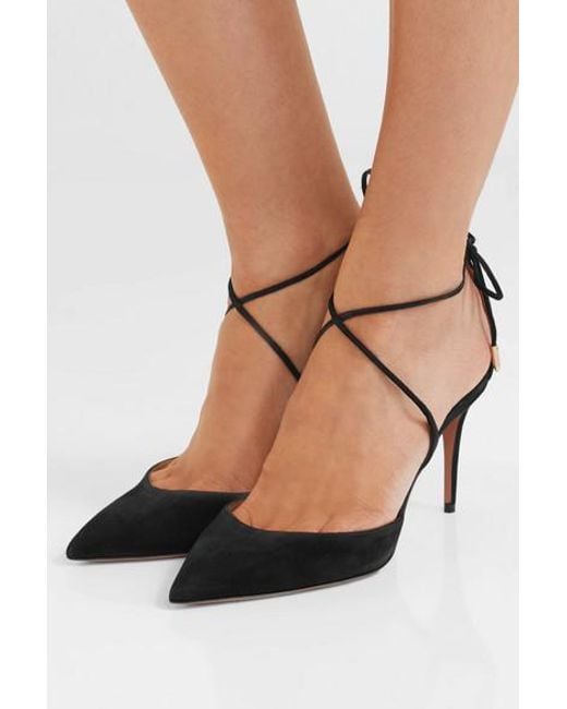 Aquazzura Very Matilde 85 Suede Pumps in Black | Lyst Canada