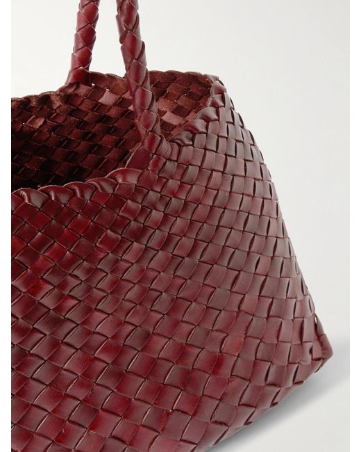 Dragon Diffusion Red Santa Croce Big Woven Leather Tote Bag