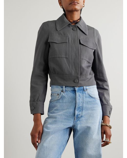 Dries Van Noten Gray Cropped Wool-Blend Jacket