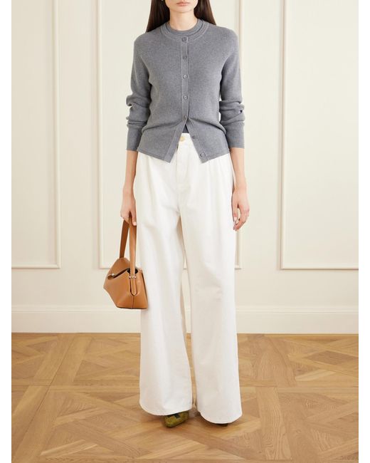 Lisa Yang Gray Abeena Ribbed Cotton And Cashmere-Blend Cardigan