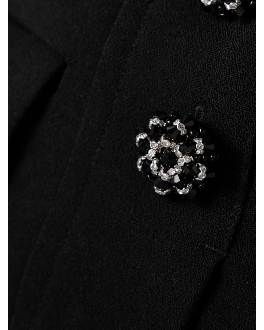 Self-Portrait Black Convertible Strapless Crystal-Embellished Peplum Crepe Jumpsuit