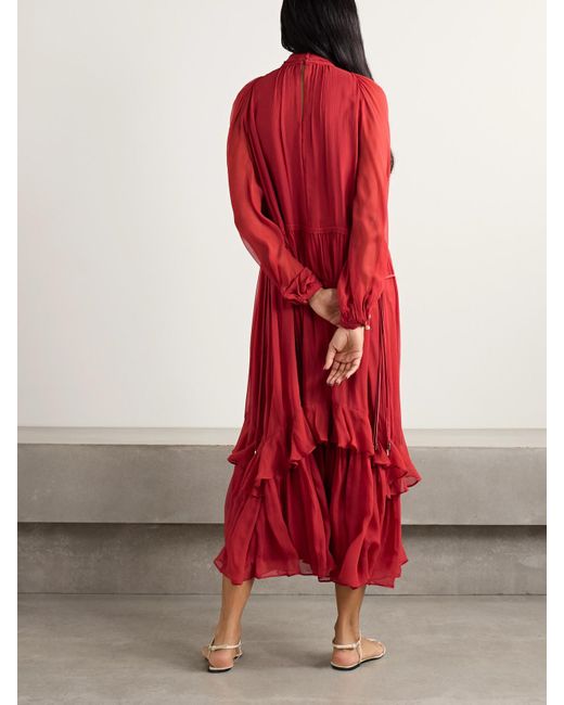 La Ligne Cutout Gathered Silk-Crepon Midi Dress