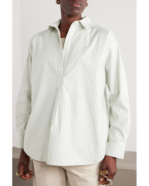 Totême White Striped Cotton-Poplin Shirt