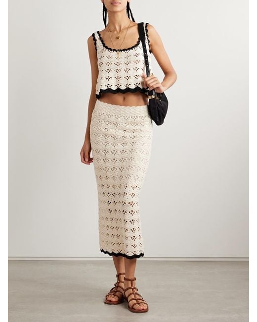 Zimmermann Natural Rhiannon Crocheted Cotton Midi Skirt