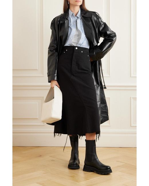 Mackage Black Adriana Double-Breasted Belted Leather Trench Coat