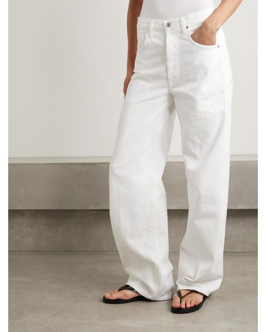 Citizens of Humanity White Argent Ayla Baggy Hoch Sitzende Jeans Mit Weitem Bein