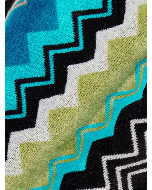 Missoni Blue Giacomo Hooded Striped Cotton-Terry Robe
