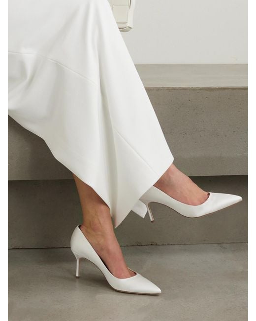 Manolo Blahnik White Bb 70 Satin Pumps