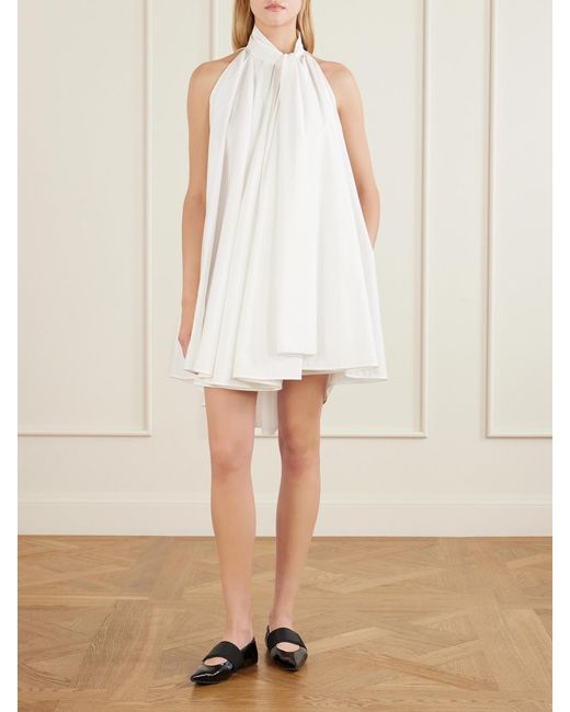 Givenchy White Tie-Detailed Pleated Cotton Mini Dress