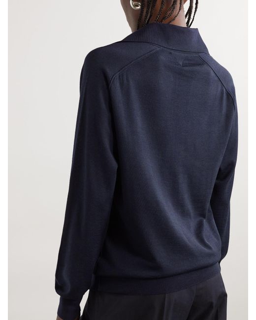 Bottega Veneta Blue Wool Polo Shirt
