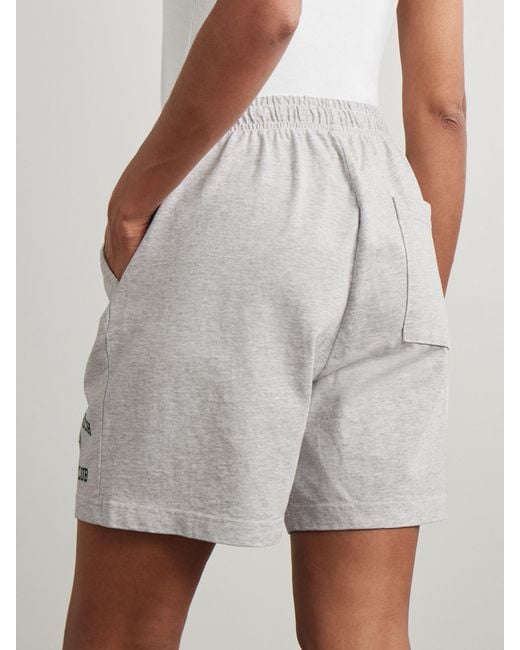 Sporty & Rich White Varsity Crest Printed Cotton-Blend Jersey Shorts