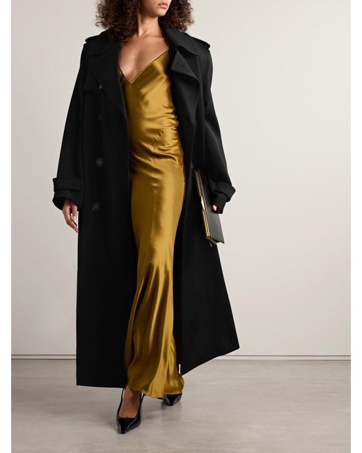 STELLA - Nylon Trench Coat in Black