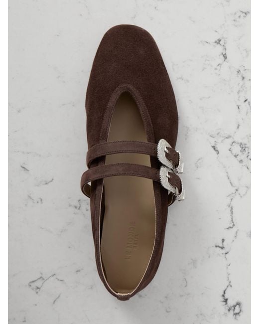 Le Monde Beryl Brown Claudia Suede Mary-Jane Ballet Flats
