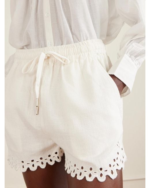 Isabel Marant White Balyme Broderie Anglaise Cotton Shorts