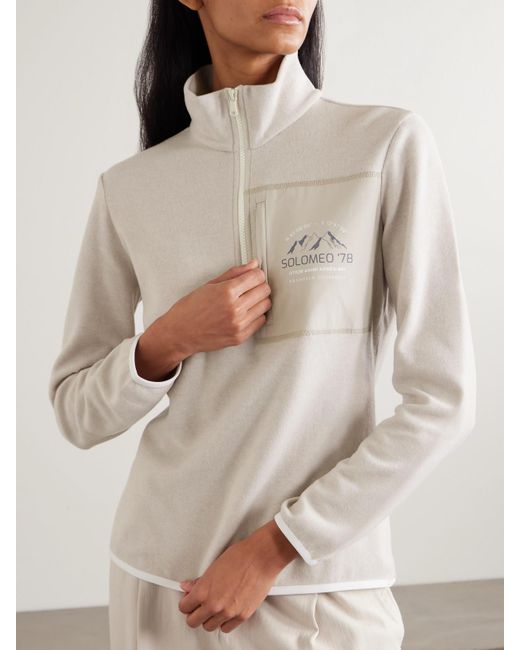 Brunello Cucinelli Natural Printed Shell-Trimmed Cashmere-Blend Sweatshirt