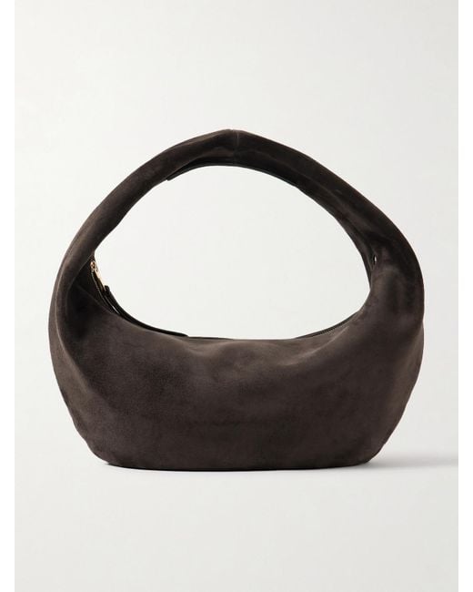 Khaite Black Olivia Mittelgroße Tote Aus Veloursleder