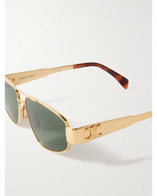 Céline Metallic Triomphe Aviator-Style-Tone And Acetate Sunglasses