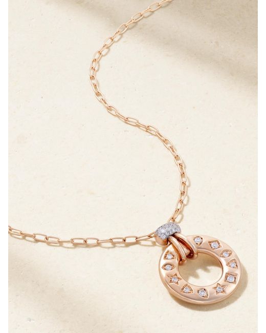 Pomellato Natural Iconica 18-Karat Rose, Rhodium-Plated And Diamond Necklace