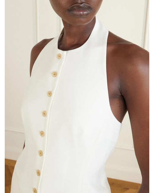 Heirlome Natural Lupita Halterneck Sleeveless Wool And Silk-Blend Top