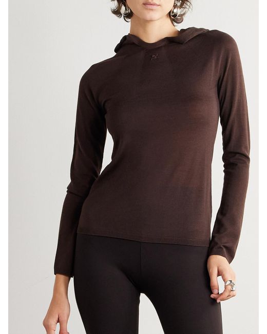 Courreges Brown Kapuzenpullover Aus Wolle Mit Logostickerei
