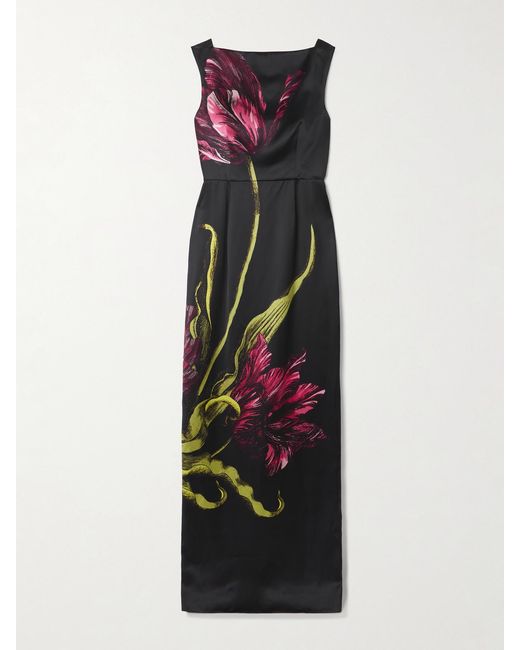 Erdem White Floral-Print Duchesse-Satin Gown