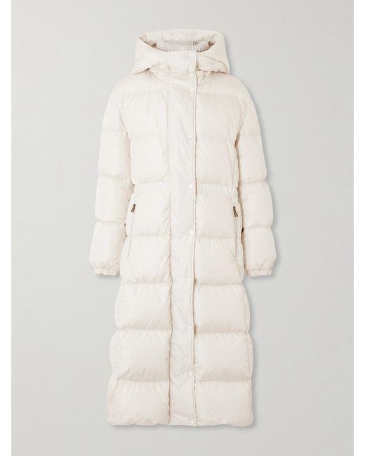 Moncler Natural Chamer Daunenmantel Aus Gestepptem Shell Mit Kapuze