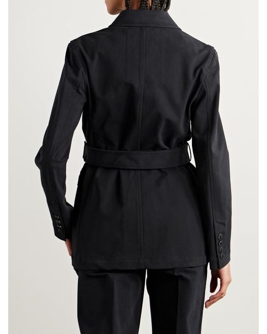 Veronica de Piante Black Amelia Belted Cotton-Blend Jacket