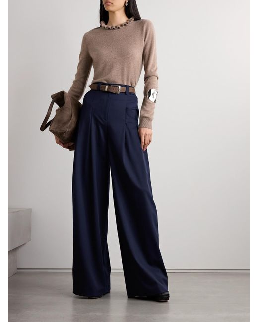 Altuzarra Blue Zanni Pleated Wool-Blend Wide-Leg Pants