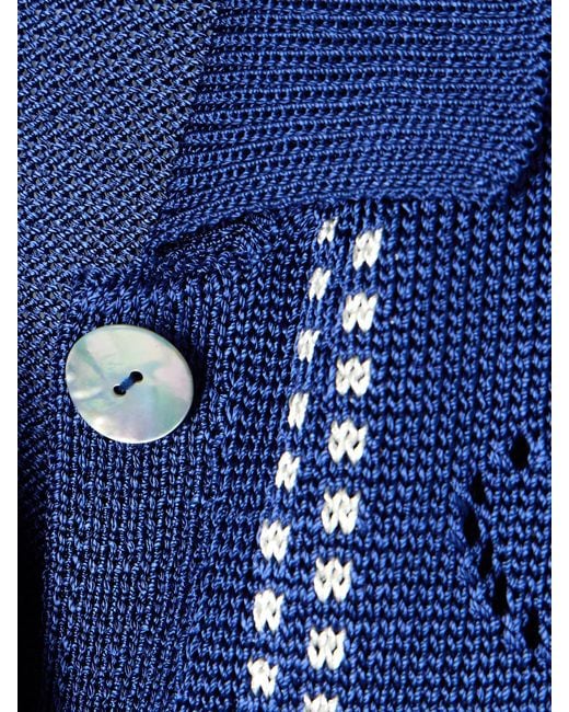 Calle Del Mar Blue Garden Party Pointelle-Knit Shirt