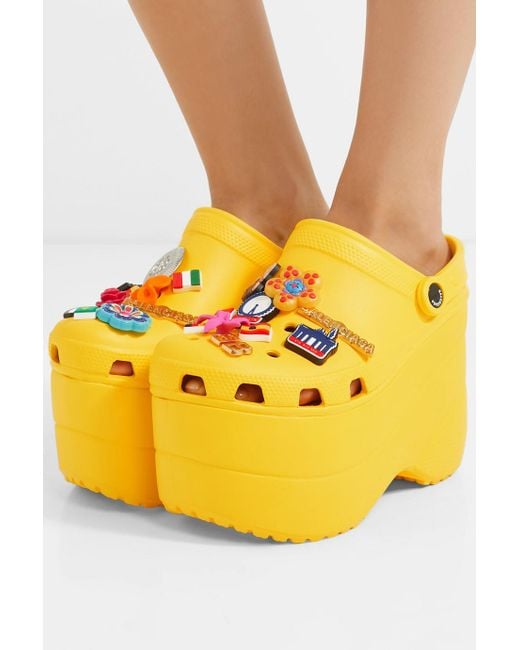 Balenciaga + Crocs Embellished Rubber Platform Sandals in Yellow | Lyst