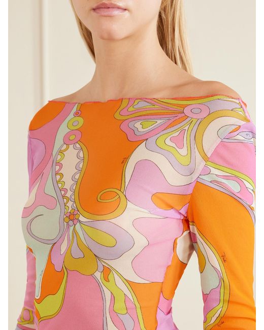 Emilio Pucci Pink Printed Tulle Blouse