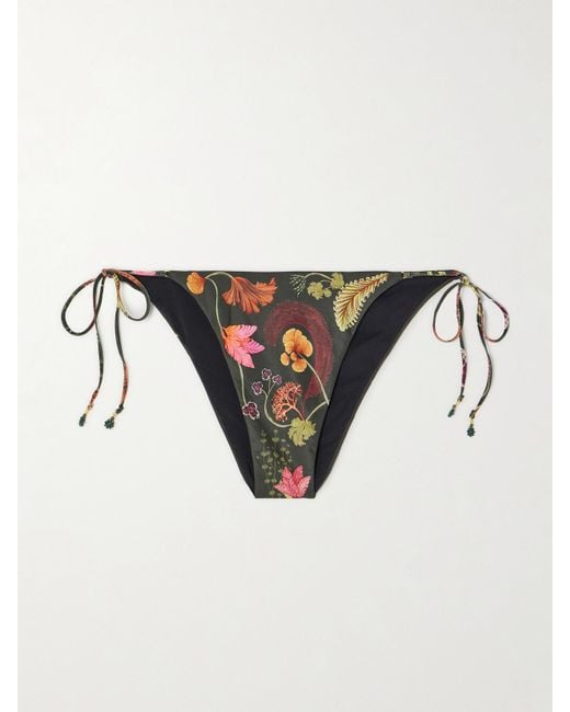 Agua Bendita Natural Net Sustain Poema Habitat Embellished Floral-Print Recycled Bikini Briefs