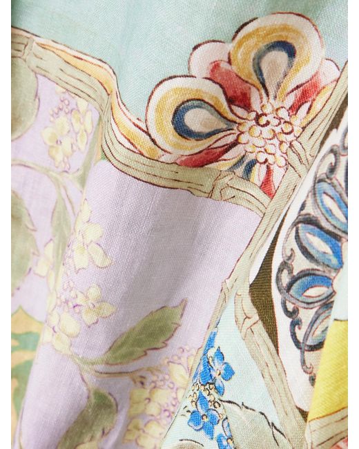 ALÉMAIS Blue Bianca Hemd Aus Leinen Mit Blumenprint