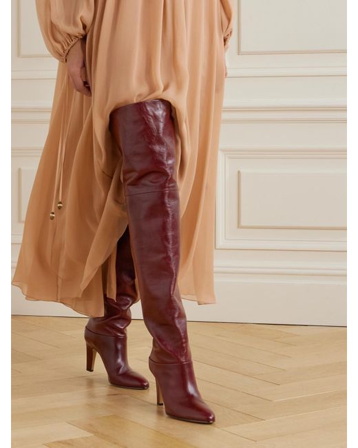 Chloé Red Eve Overknees Aus Leder