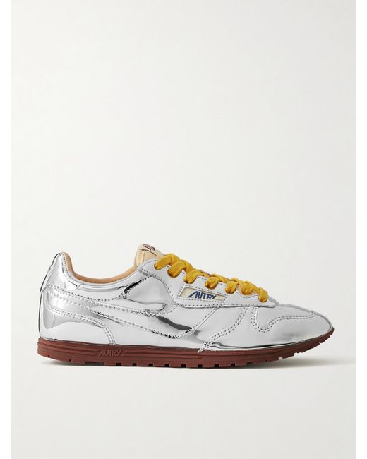 Autry Metallic Windspin Low Sneakers Aus Verspiegeltem Vinyl Mit Canvas-Besatz
