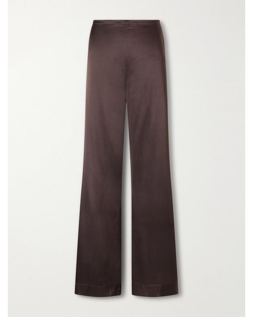 Staud Brown Stroll Silk-Dupioni Wide-Leg Pants