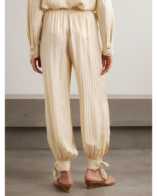 Zimmermann Natural Luna Belted Tie-Detailed Silk-Jacquard Balloon Pants
