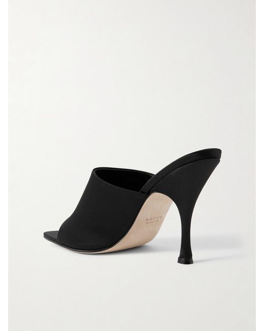 Gucci Black Satin Mules