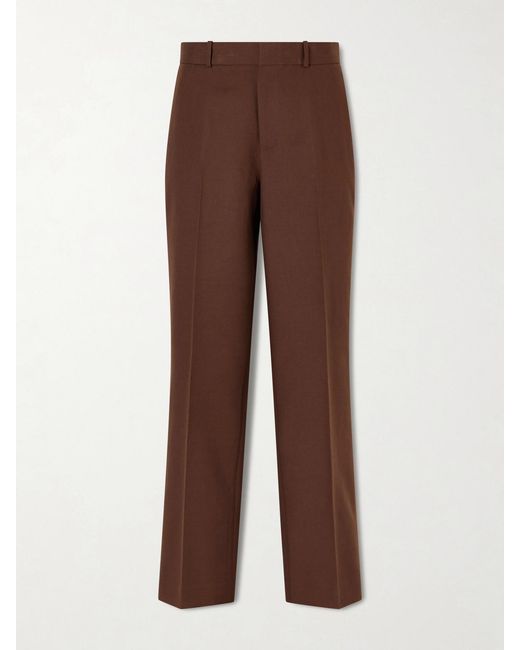 Polo Ralph Lauren Brown Pleated Cotton And Wool-Blend Twill Straight-Leg Pants