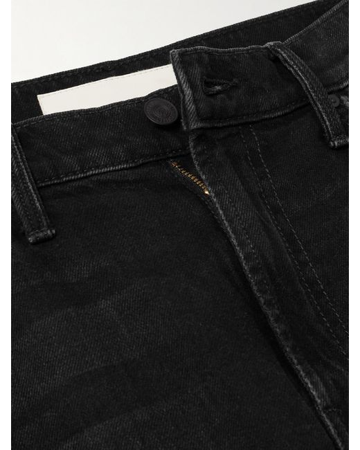 Mother Black The Dodger Sneak Mid-Rise Straight-Leg Jeans
