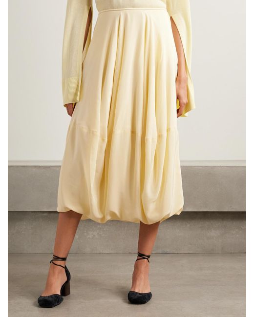 Lemaire Natural Balloon Organic Silk Crepe De Chine Midi Skirt