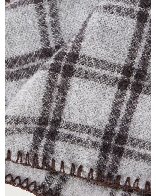 mfpen Gray Checked Virgin Wool Scarf