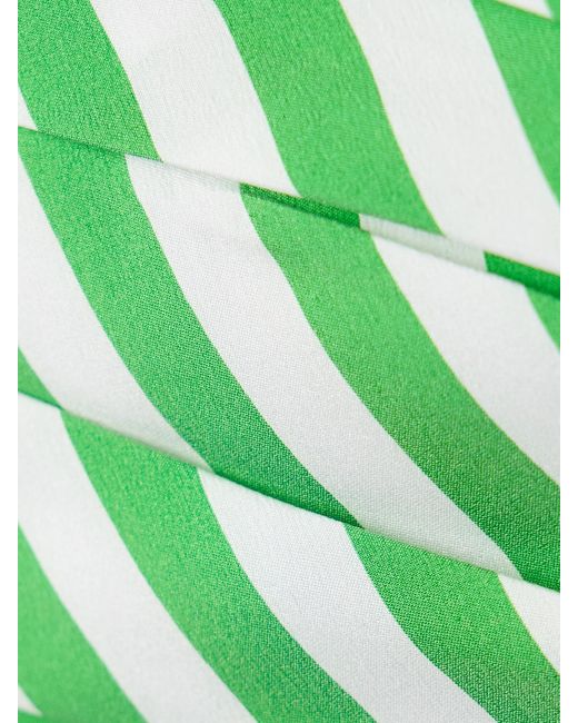 BERNADETTE Green Tippy Striped Pintucked Taffeta Halterneck Top