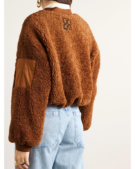 Ulla Johnson Brown Arlyn Shell-Trimmed Fleece Jacket
