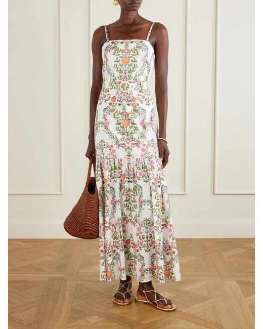 Borgo De Nor White Cordiela Tiered Broderie Anglaise Cotton Maxi Dress