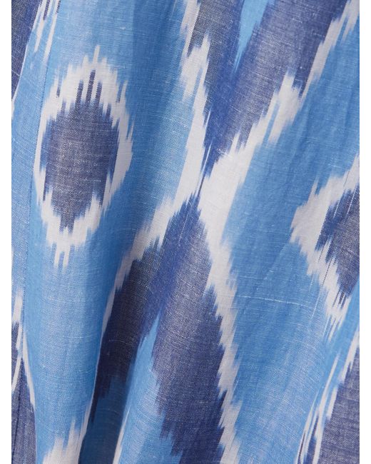Emporio Sirenuse Blue Azzurra Open-Back Printed Hemp And Cotton-Blend Maxi Dress