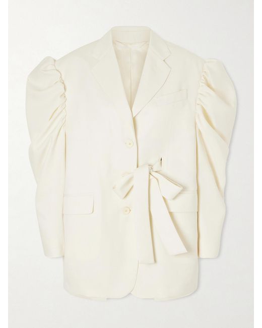 Simone Rocha Natural Open-Back Woven Blazer