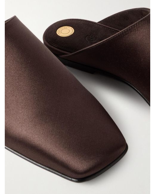 Loro Piana Brown Alba Satin Slippers