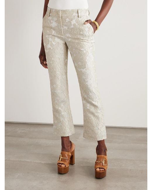 LaDoubleJ White 24/7 Cropped Brocade Bootcut Pants
