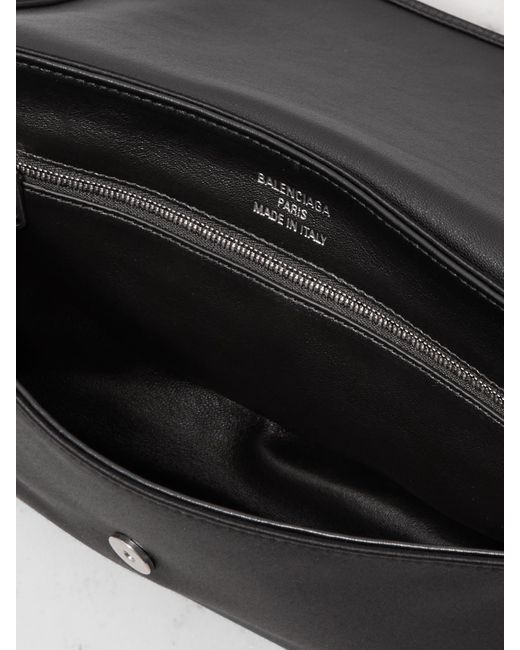 Balenciaga Black Leopolda Bow-Embellished Satin Shoulder Bag